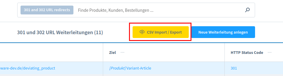 CSV Import / Export öffnen